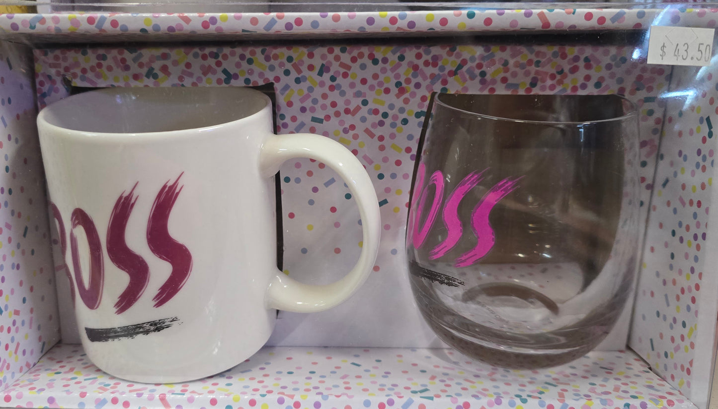 Ceramic mug & Glass gift set