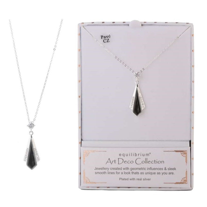 Equilibrium Art Deco Black Kite Necklace