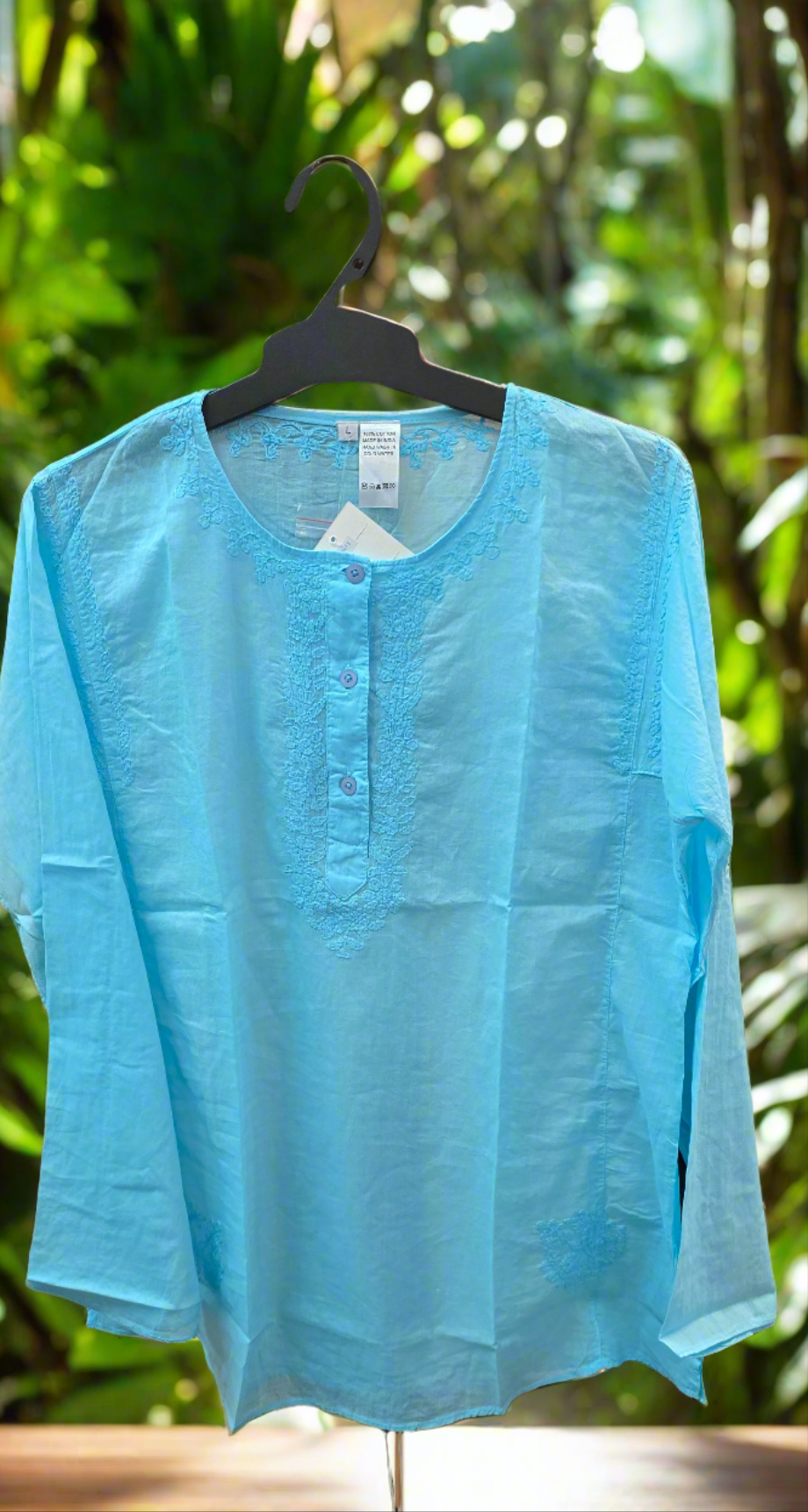 Ladies long sleeve top 100% cotton