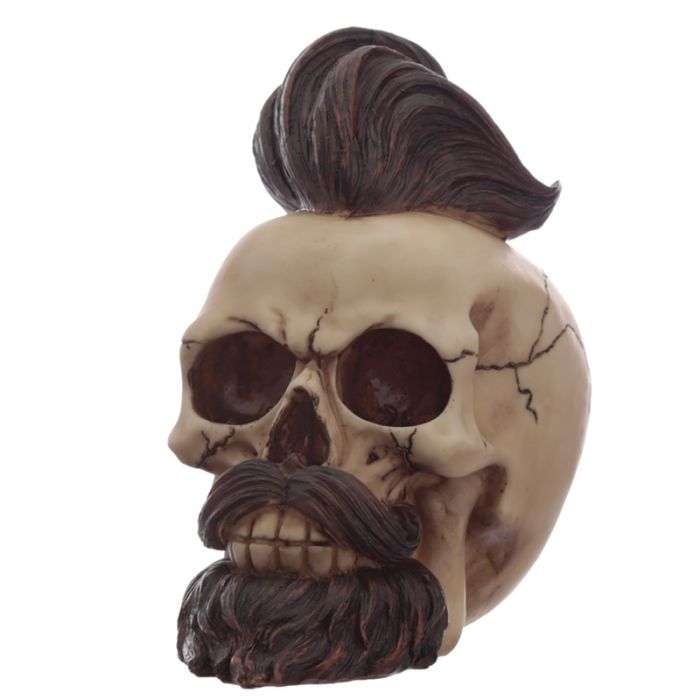 Hipster Mohican Skull with Beard and Styled Hair