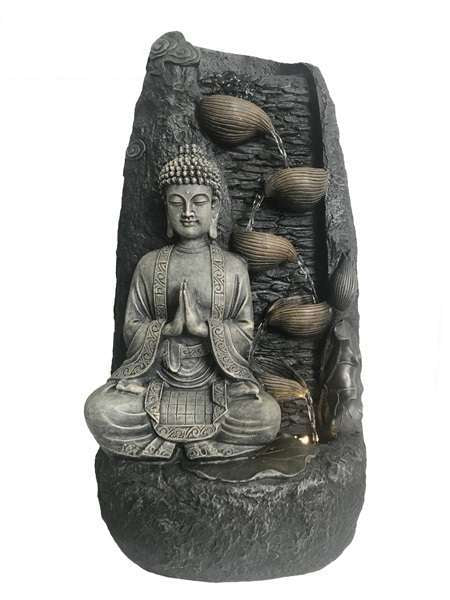 Outdoor Water Feature Buddha Stone Finish Clasped Hands