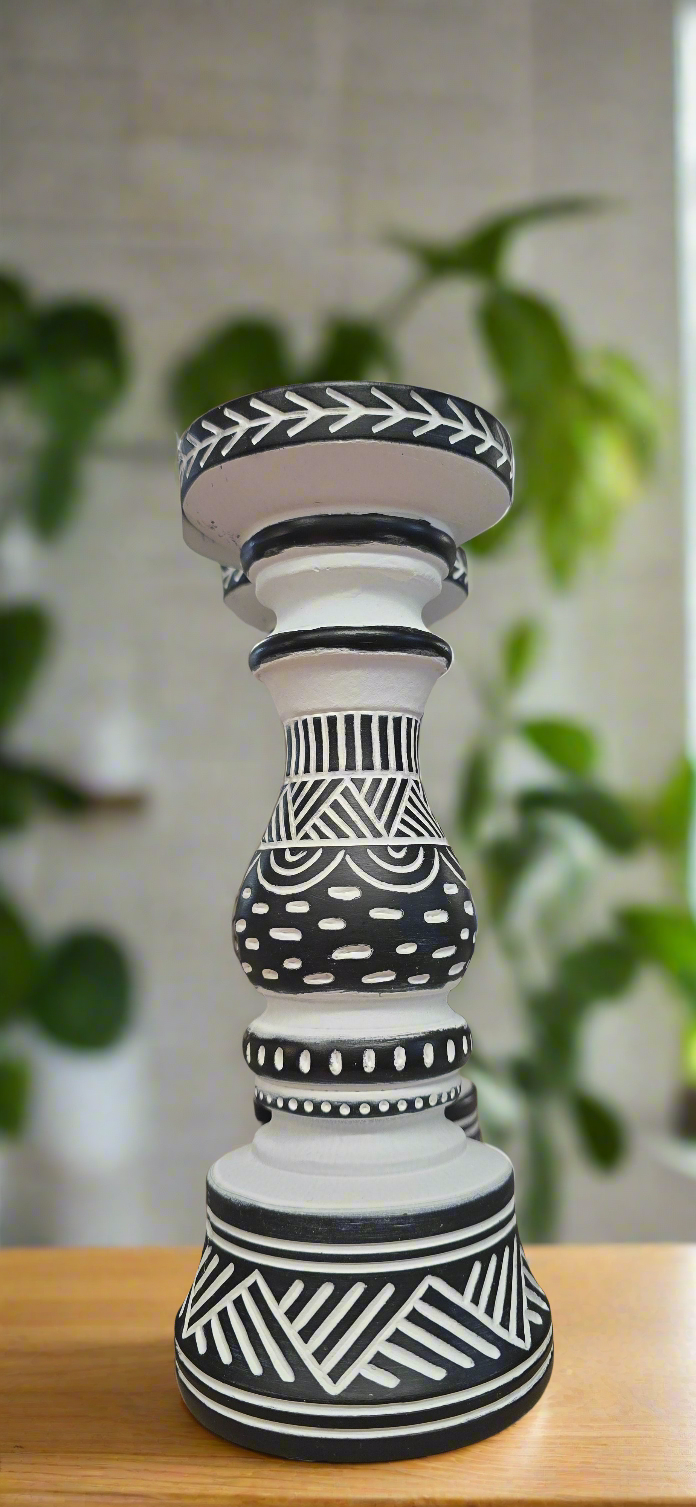 Aztec inspired candle holder's