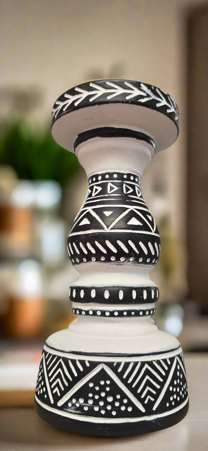 Aztec inspired candle holder's
