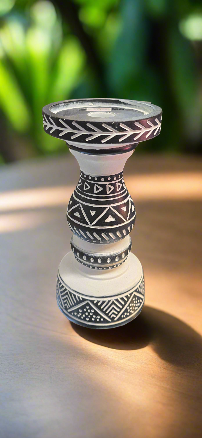 Aztec inspired candle holder