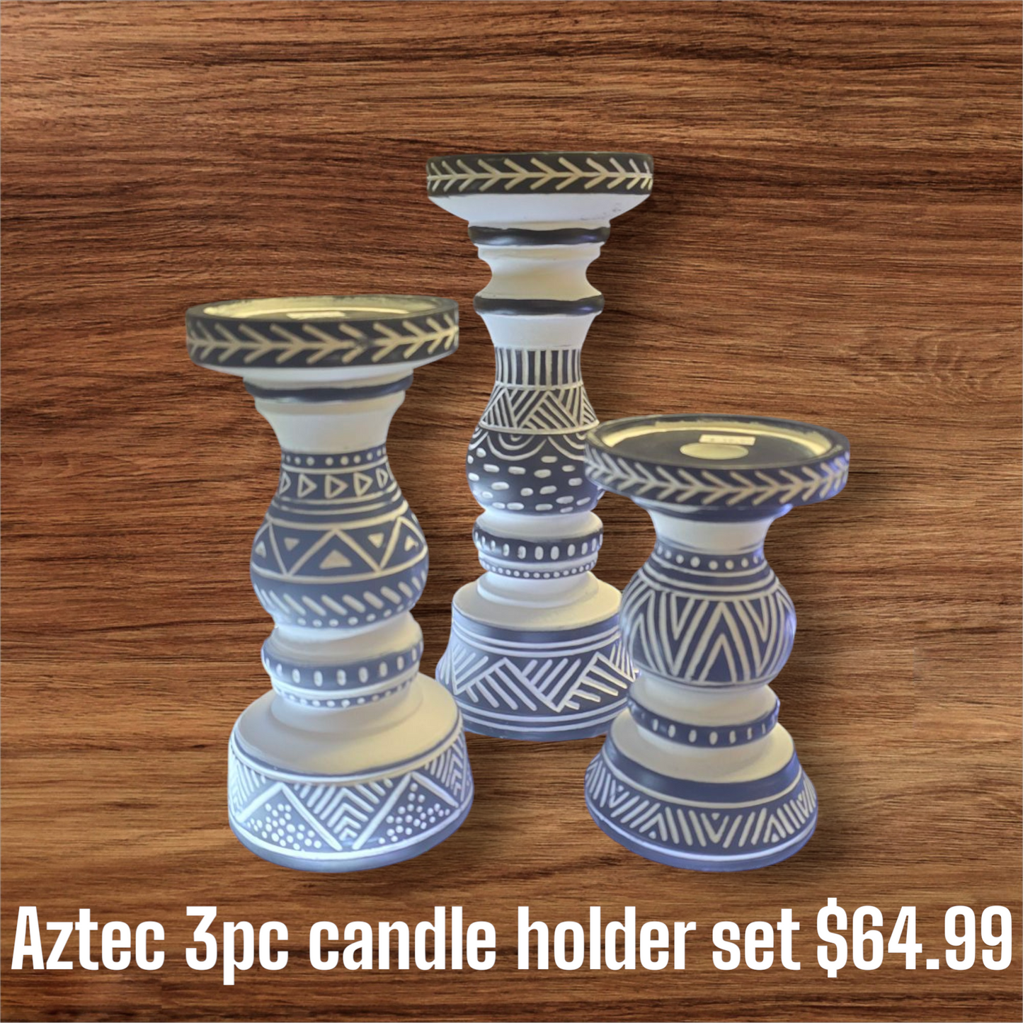 Aztec inspired candle holder's