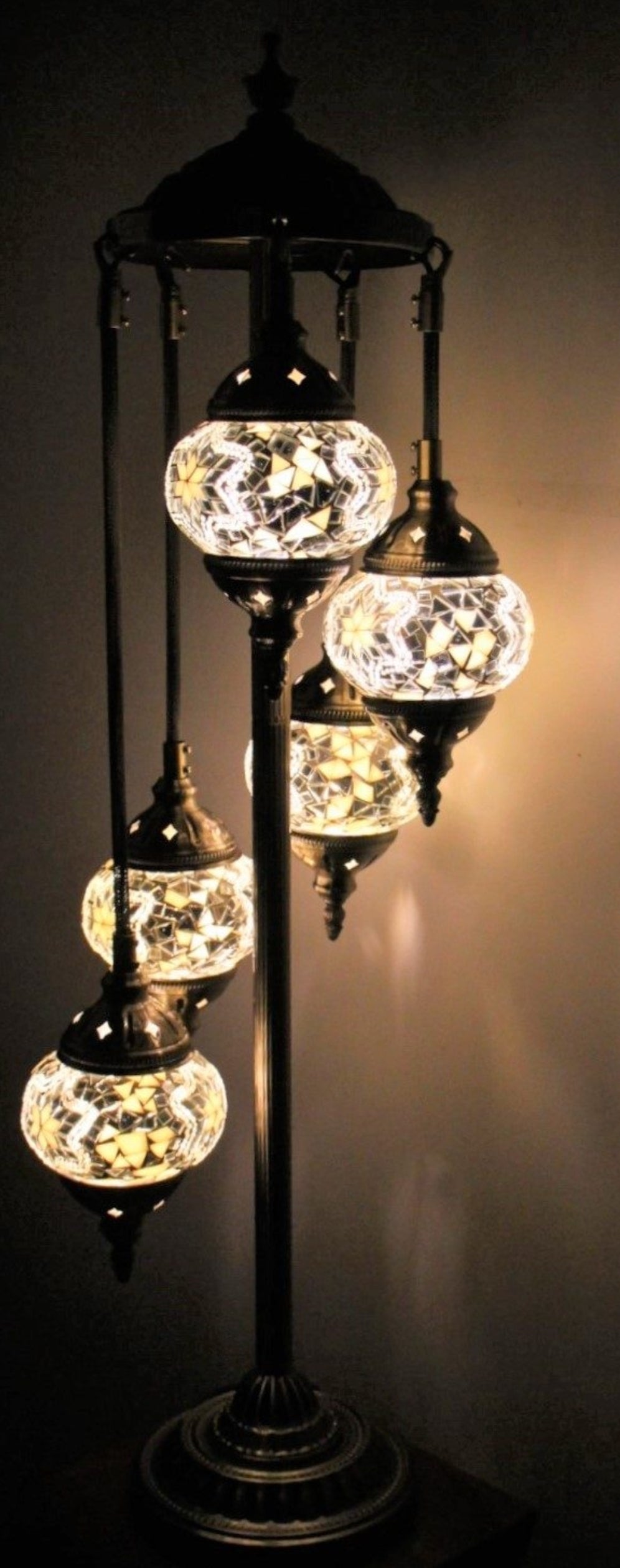 Turkish Mosaic Floor Lamp 5 Globe White.