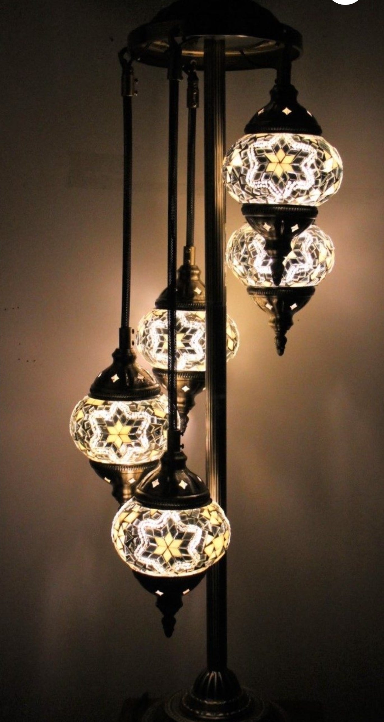 Turkish Mosaic Floor Lamp 5 Globe White.