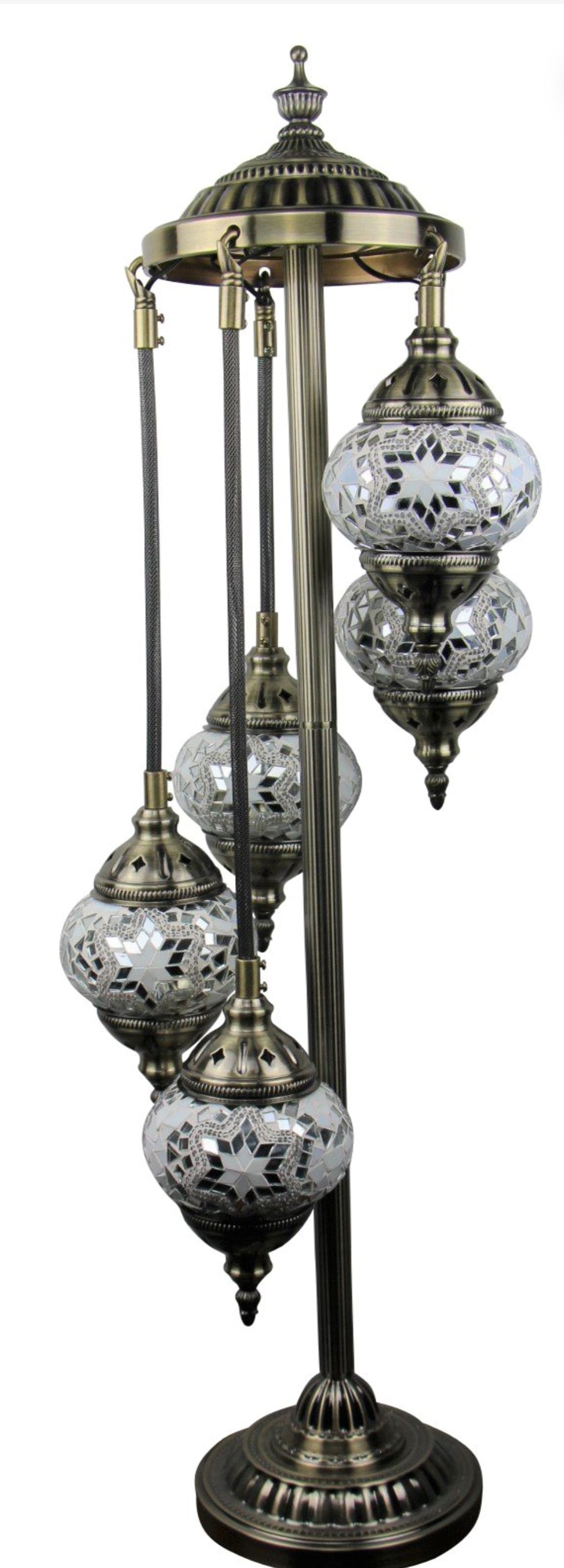 Turkish Mosaic Floor Lamp 5 Globe White.