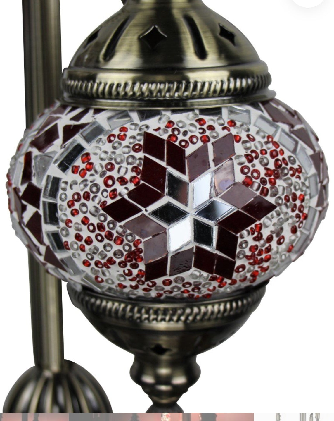 Turkish Mosaic Floor Lamp 3 Globe Red.
