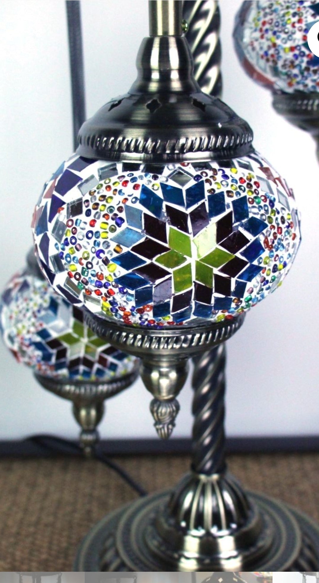 Turkish Mosaic Floor Lamp 3 Globe Star Blast