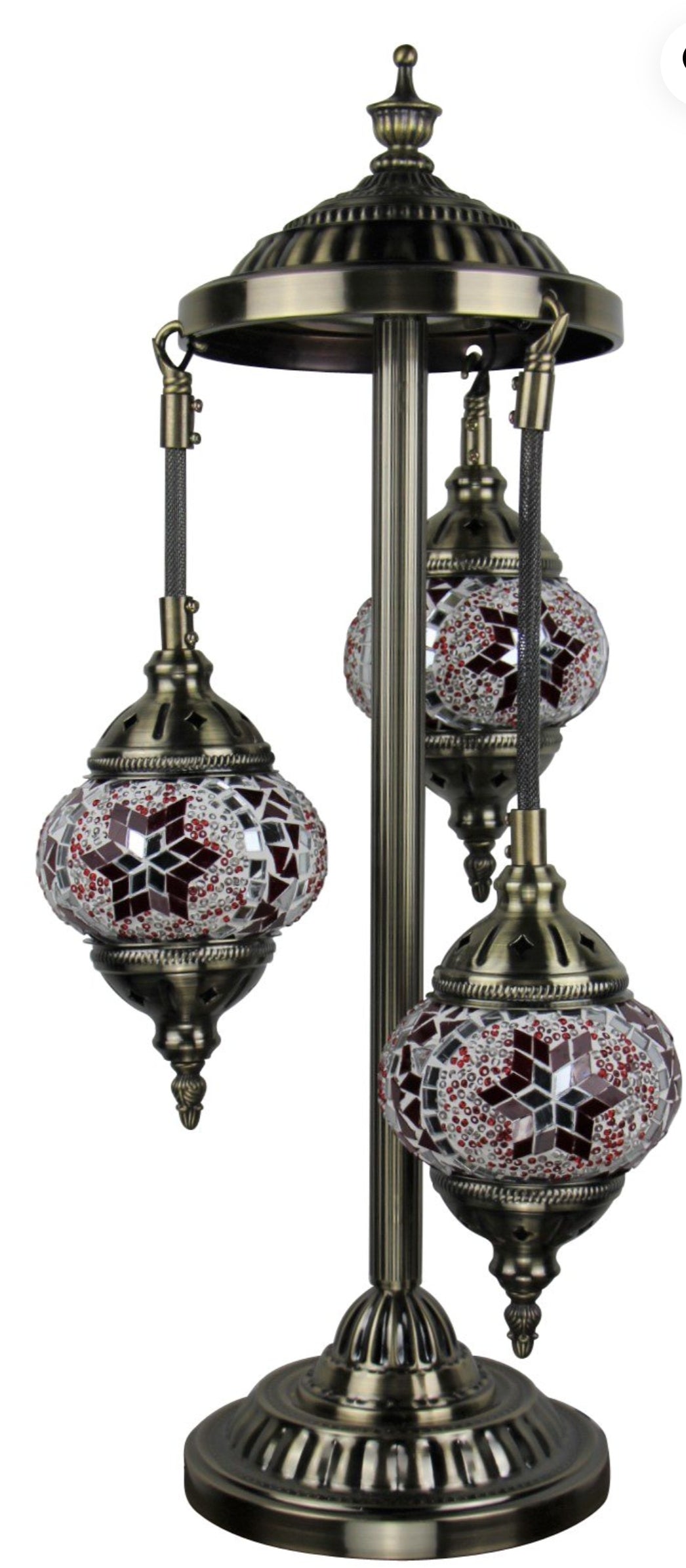 Turkish Mosaic Floor Lamp 3 Globe Red.
