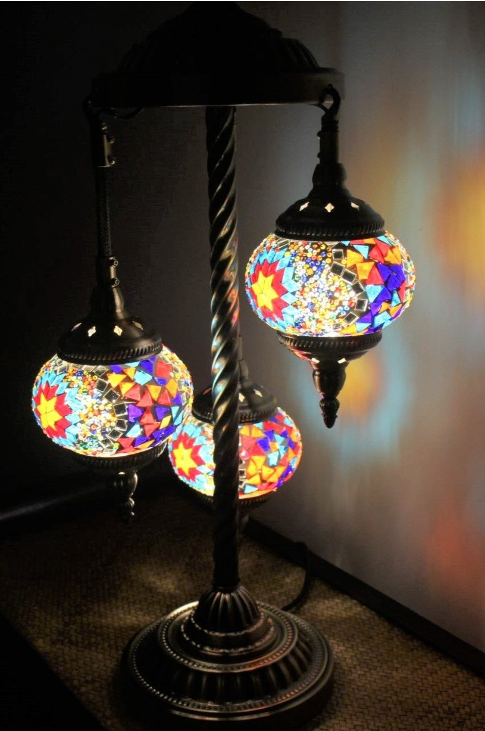 Turkish Mosaic Floor Lamp 3 Globe Star Blast