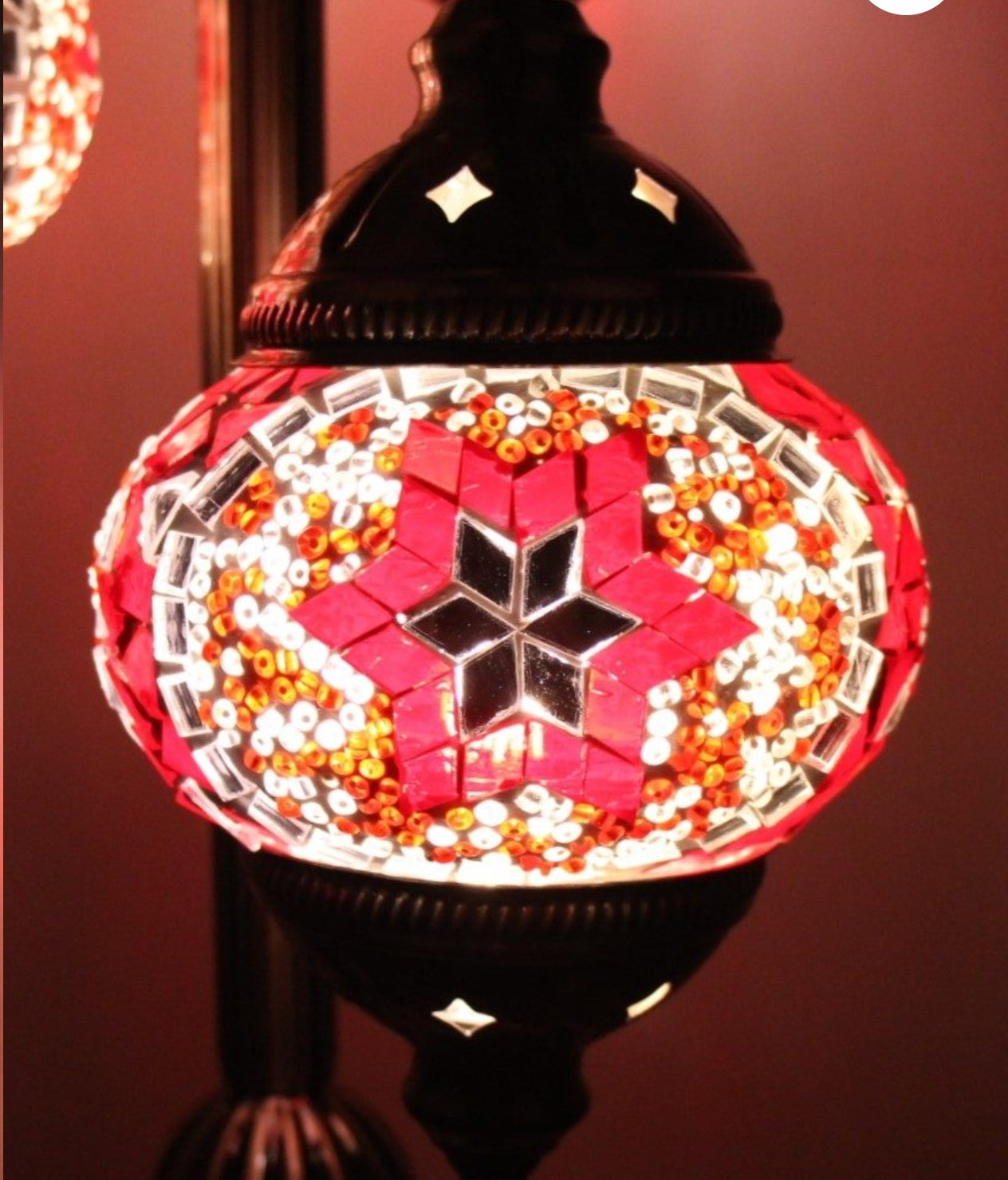 Turkish Mosaic Floor Lamp 3 Globe Red.