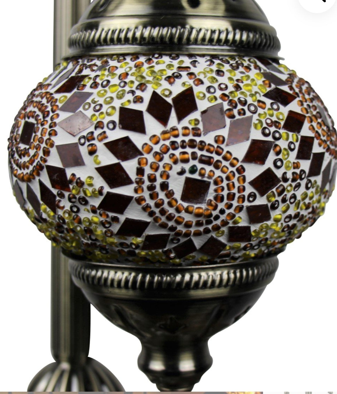 Turkish Mosaic Floor Lamp 3 Globe Yellow Gold.