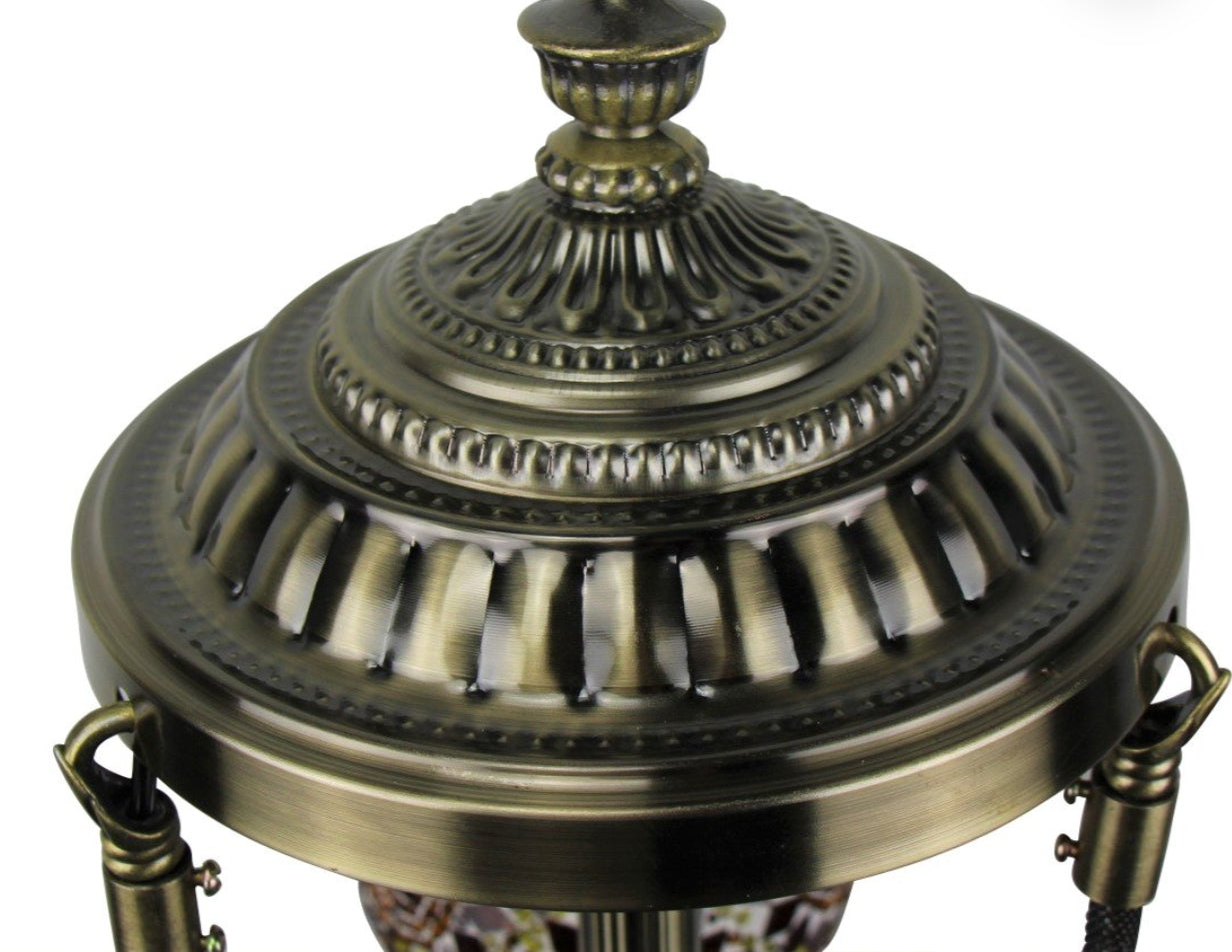 Turkish Mosaic Floor Lamp 3 Globe Yellow Gold.