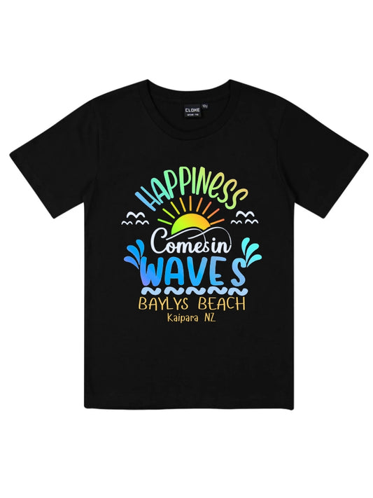 Kids Happiness Comes in Waves Kaipara NZ Shirts