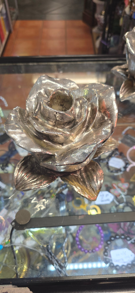 Candle holder silver rose 🌹
