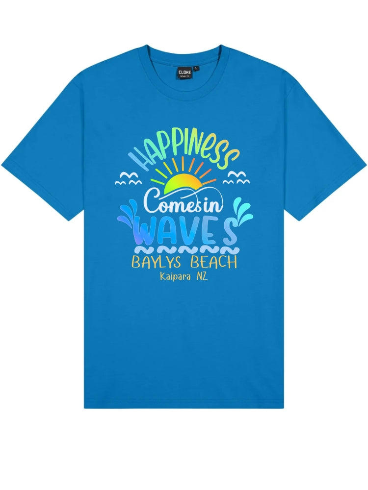 Kids Happiness Comes in Waves Kaipara NZ Shirts
