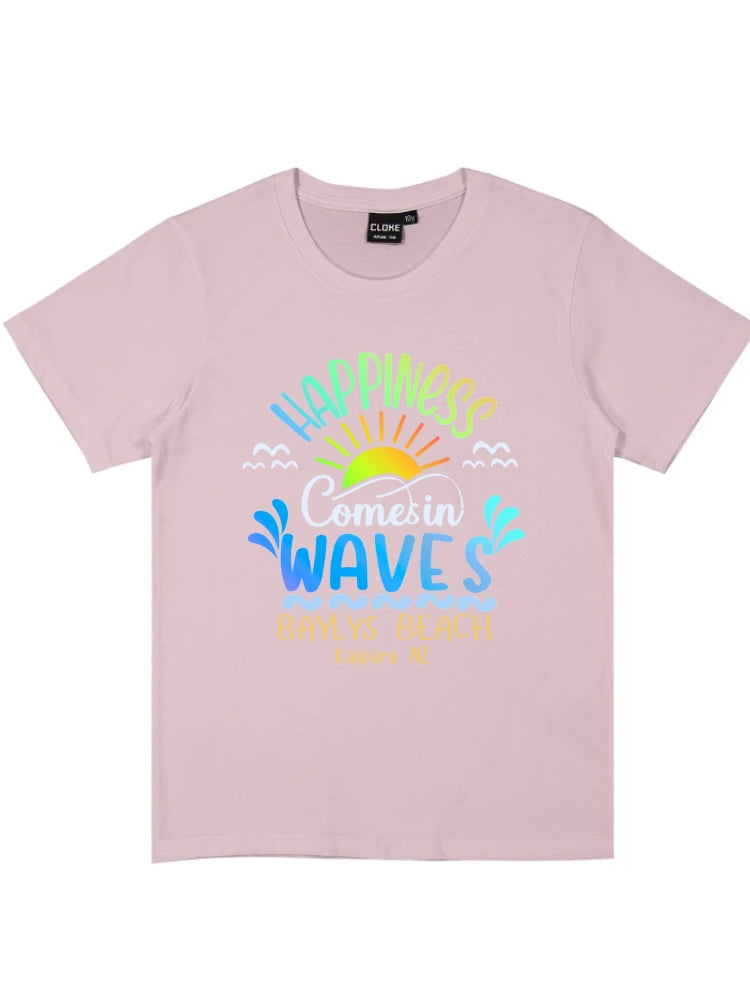 Kids Happiness Comes in Waves Kaipara NZ Shirts