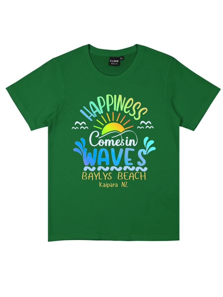 Kids Happiness Comes in Waves Kaipara NZ Shirts