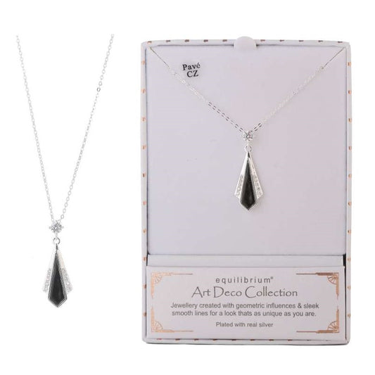 Equilibrium Art Deco Black Kite Necklace