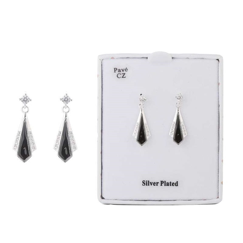 Equilibrium Art Deco Black Kite Earrings.