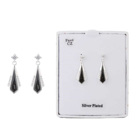 Equilibrium Art Deco Black Kite Earrings.