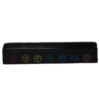 Black Chakra Box Incense Burner 12 inch