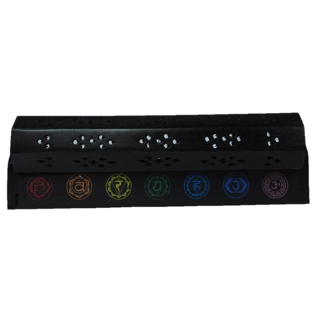 Black Chakra Box Incense Burner 12 inch