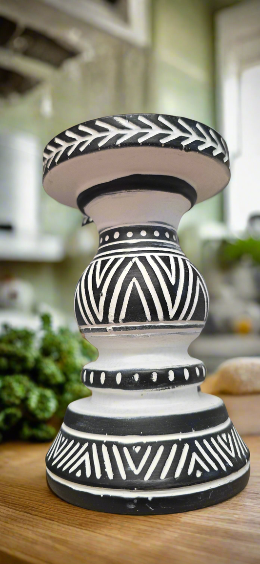Aztec inspired candle holder's